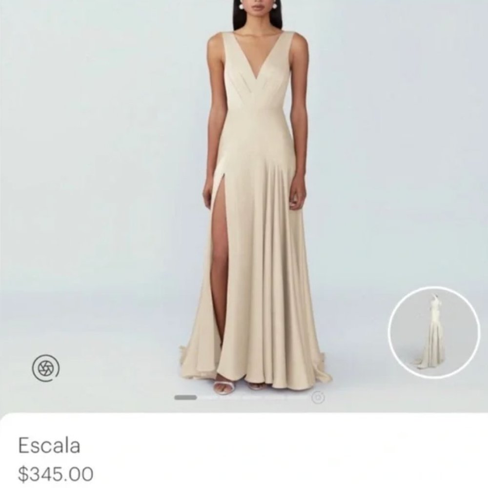 Fame and Partners Escala Dress in Matte Satin Champagne